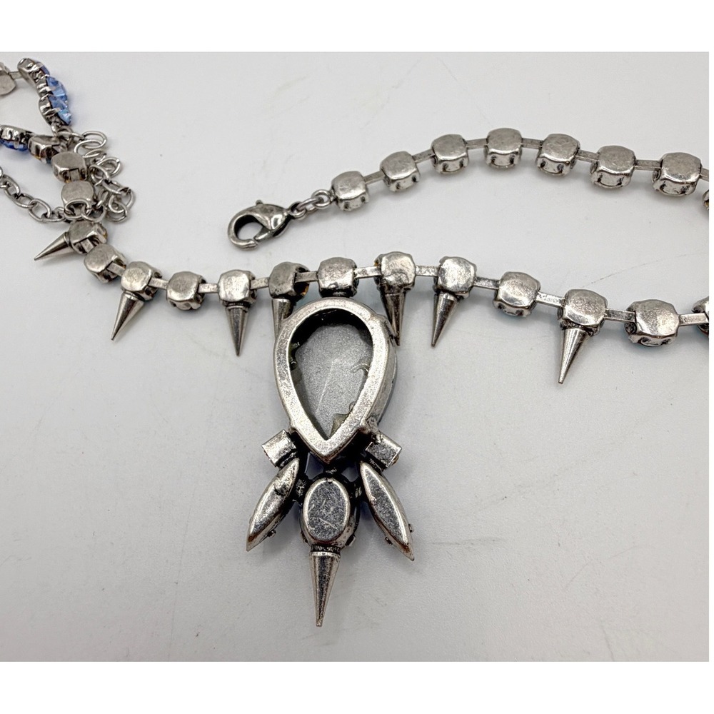 Statement Blue Aqua Clear Crystal Rhinestone Spik… - image 5